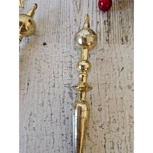 Vintage gold star ball set ornament Xmas tree long - Picture 4 of 10